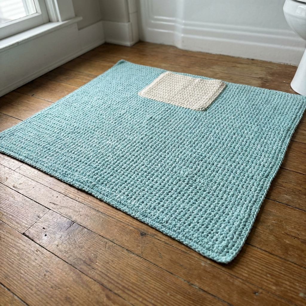 Crochet Bath Mat With Slipper Pocket (The Slipper Dock)