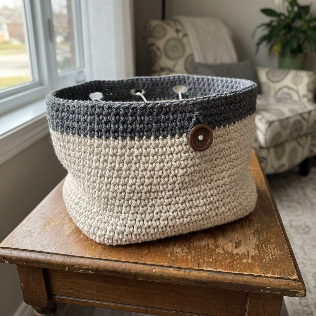 Crochet Charging Basket With Cord Pass-Through (The Charge Nest)