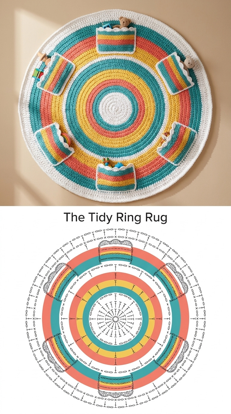 Crochet Round Play Rug With Toy Pockets (The Tidy Ring Rug)