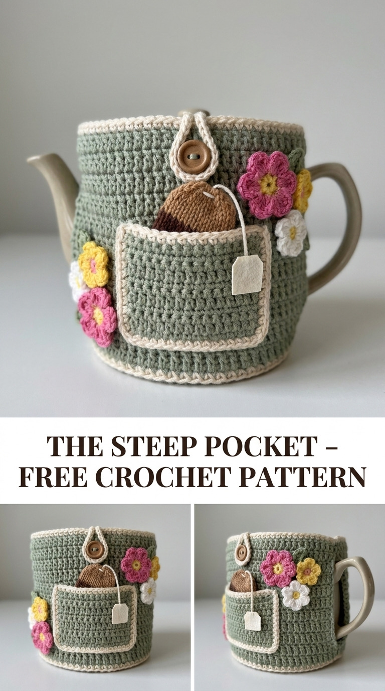 Crochet Tea Cozy With Tea Bag Pocket (The Steep Pocket)