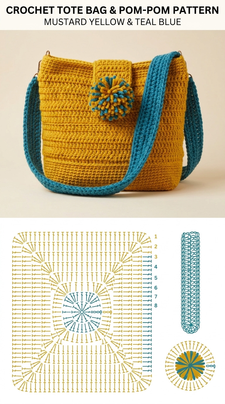 Crochet Tote Bag With Detachable Scarf Strap