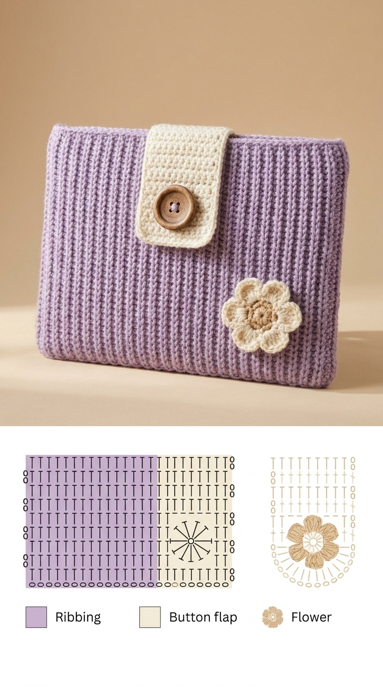 Free Crochet Laptop Sleeve Pattern With Button Flap