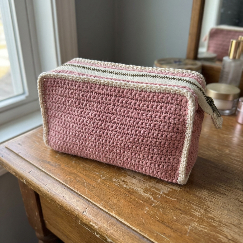 Free Crochet Makeup Pouch Pattern With Zipper for Beginners