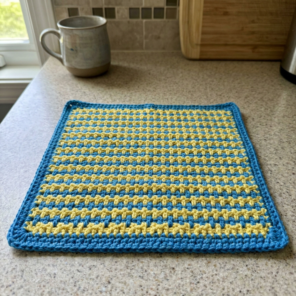Free Crochet Mosaic Dishcloth Pattern in Cotton Yarn