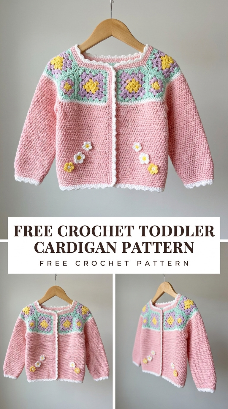 Free Crochet Toddler Cardigan Pattern With Granny Square Yoke