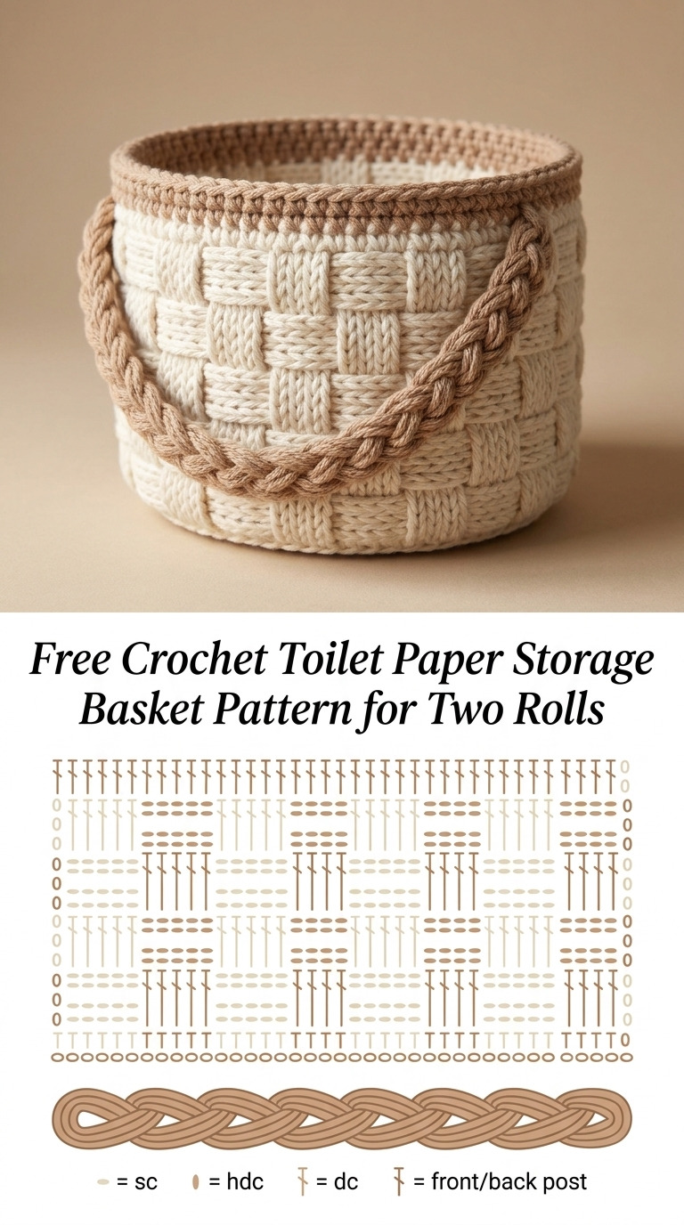 Free Crochet Toilet Paper Storage Basket Pattern for Two Rolls