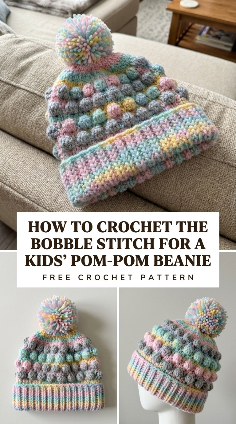 How to Crochet the Bobble Stitch for a Kids' Pom-Pom Beanie
